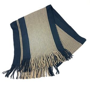 Men's Stripe Pattern 100% Acrylic Winter Scarf with Fringe Trim